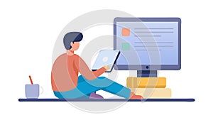 Person Using Desktop Computer Ã¢â¬' Work, Study, Digital Task, Education, vector design Generative AI