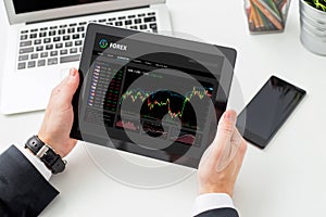 Person using Forex trading software photo