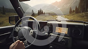 A person using a GPS navigation device to guide them whil created with generative AI