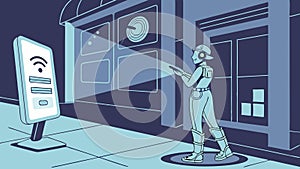 Person using interactive screen, technology and digital interface vector design Generative AI