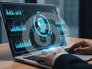 Person using laptop with ai analytics