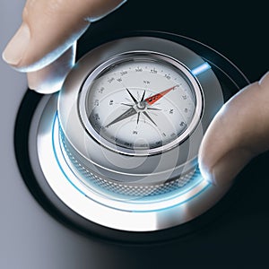 Person using modern compass for professional orientation