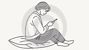 Person Using Smartphone, Digital Communication and Connectivity, vector design Generative AI