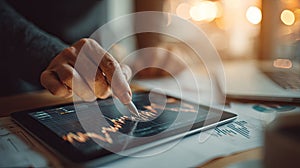 Person Using Tablet with Digital Chart for Analysis