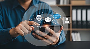 Person Interacting with AI Chatbot on Smartphone