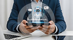 Person Interacting with AI Chatbot on Smartphone