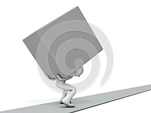 A person walking with a heavy burden.