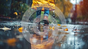 Person Walking With Umbrella in Rain