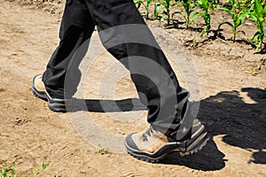 Person wearing black pants and hiking boots