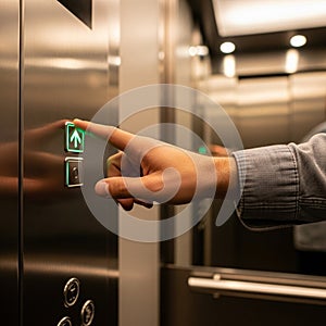 Circular lights are visible on the ceiling creating a bright environment