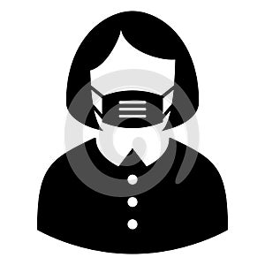 Person wearing face mask vector icon