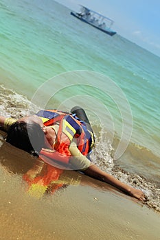 Person wearing life vest