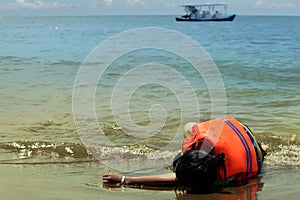 Person wearing life vest