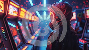 A person wearing a red jacket by AI generated image