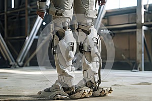 A person wearing a robotic exoskeleton suit photo