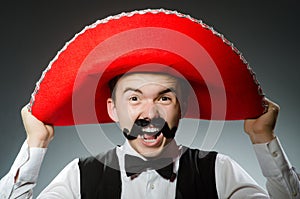 The person wearing sombrero hat in funny concept