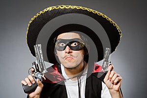 Person wearing sombrero hat in funny concept