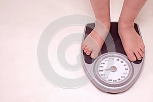 Person on weight scale