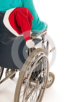 Person in wheelchair with Christmas
