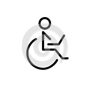 Persona sedia rotelle per affari sul computer portatile. distanza posto di lavoro disabilità. perfetto modificabile colpo 