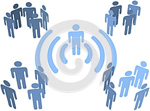 Person wifi wireless connection to people groups