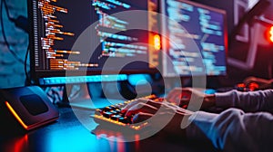 a person working with coding on computer