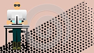 Person working on computer muckup