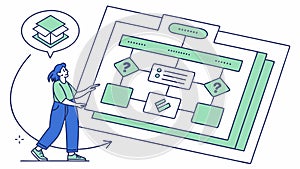 Person Working on Flowchart, Workflow and Process Optimization, vector design Generative AI