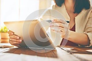 Person working with tablet