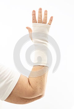 Person with a wrist support on his hand