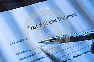 Person writing last will and testament