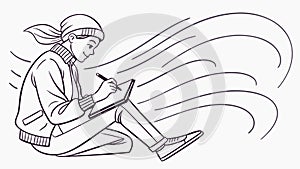 Person Writing with Pen, Creative Writing Process, vector design Generative AI