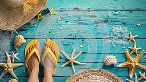 A Person's Beach Vacation Essentials.AI generated image photo