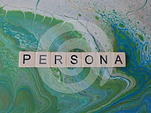 Persona word on contemporary green and blue background