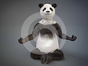 Personage character animal bear panda sat lotus pose meditation