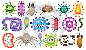 Personage monster, creature. Character of the set microorganism. Microbe, parasite, bacteria, virus, worm, sperm.