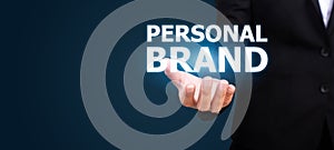 Personal brand concept. Personal brand in the hand of business photo