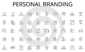 Personal branding line icons collection. Treatment, Diagnosis, Surgery, Therapy, Prescription, Consultation