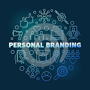 Personal Branding vector circular blue outline illustration