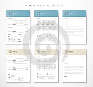 Personal business curriculum vitae and resume vector two colors