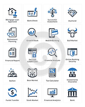 Personal & Business Finance Icons Set 1 - Blue Series