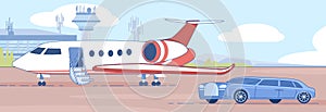 Personal Business Jet on Airport Runaway Vector