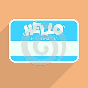 Personal Card With Text Hello My Name Is. Flat Vector Template.