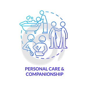 Personal care and companionship blue gradient concept icon