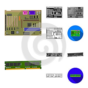 Personal computer cartoon,black,flat,monochrome,outline icons in set collection for design. Equipment and accessories