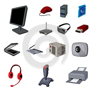 Personal computer cartoon icons in set collection for design. Equipment and accessories vector symbol stock web