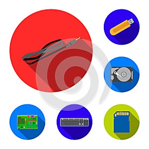 Personal computer flat icons in set collection for design. Equipment and accessories vector symbol stock web