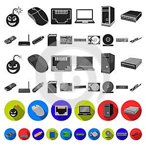 Personal computer flat icons in set collection for design. Equipment and accessories vector symbol stock web