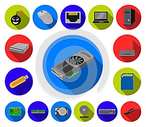 Personal computer flat icons in set collection for design. Equipment and accessories vector symbol stock web