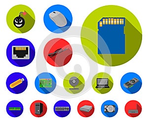 Personal computer flat icons in set collection for design. Equipment and accessories vector symbol stock web